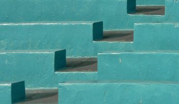 teal concrete bench